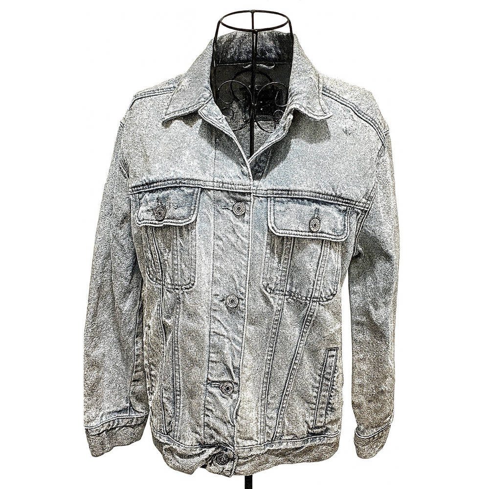 Abercrombie & Fitch Women Distressed Denim Jacket Size M Light Wash 100% Cotton